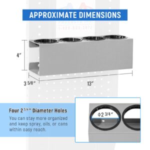 AA Products P-SH-Spray Can Rack 4 Bottle Spray Can Holder Wall-Mounted Rack, Steel Aerosol Can Rack Design for 13" D Van Shelving for Garage and Workspace (Silver)