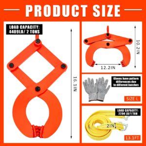 Wowangce Truck Pallet Puller Clamp Kit 1t/2205lbs Pallet Puller Clamp Truck Pallet Pulling Scissor Grabber Hook and 2" x 13.1ft Tow Strap Nylon Webbing with Gloves for Pulling Pallets Wood Heavy Thing