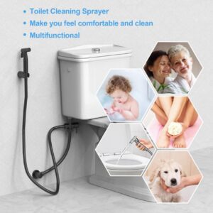 Generic Handheld Bidet Sprayer for Toilet, Bidets for Existing Toilets Adjustable Water Pressure Control with Bidet Hose, Cloth Diaper Bidet Toilet Sprayer for Baby Feminine Wash (Black)