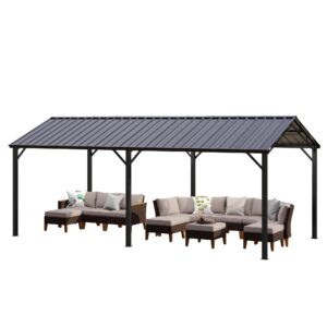 phi villa 10 x 20 ft carport metal carports with galvanized steel roof, sturdy heavy duty metal carport for cars, boats, and tractors