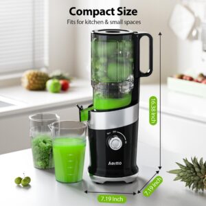 Cold Press Juicer, Aeitto Juicer Machines with 4.9" Wide Mouth, Slow Juicer for Whole Fruits & Vegetables, Easy to Clean, Juice Extractor Self Feeding, Easy to Assemble