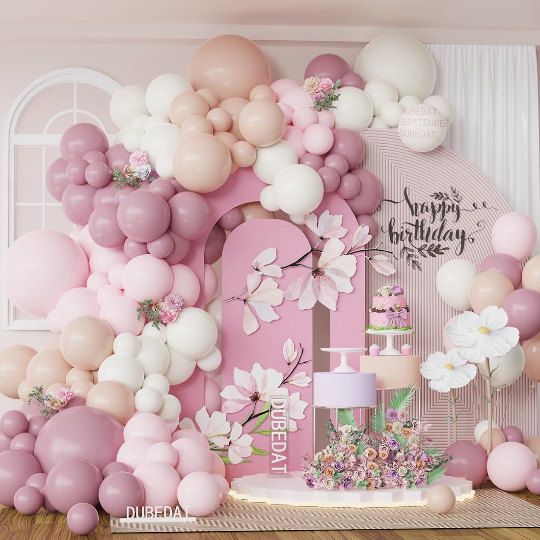 TaroPurple Pink Balloon Arch Pastel Light Pink Nude Twilight white Balloons Arch Kit for Bridal Baby Shower Wedding Birthday Butterfly Fairy Flower Theme Party Decoration