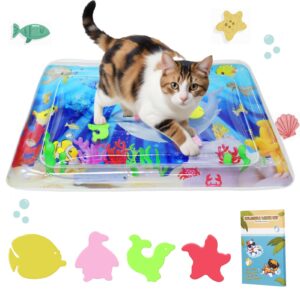 upgraded water sensory playmat for cats, thickened cat dog toys bored pet animals cat kicker toys self play mat interactive pet water sensory mat pad pet cooling mat indoor outdoor exercise rectangle