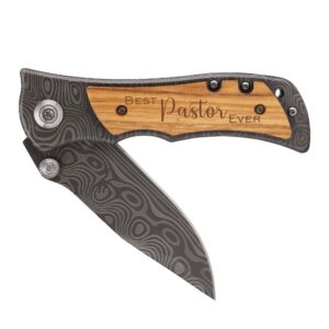 zennlab pastor appreciation gifts for men, engraved pocket knife gift for pastor birthday gifts, unique gifts for pastors men, thank you gifts for pastor