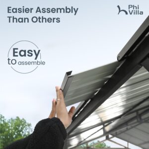 PHI VILLA 10 x 20 ft Carport Metal Carports with Galvanized Steel Roof, Sturdy Heavy Duty Metal Carport for Cars, Boats, and Tractors