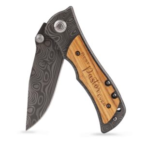 ZENNLAB Pastor Appreciation Gifts for Men, Engraved Pocket Knife Gift for Pastor Birthday Gifts, Unique Gifts for Pastors Men, Thank You Gifts for Pastor