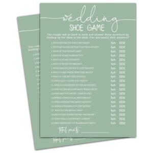 oxrun wedding shoe game cards, sea green bridal shower games, 30 elegant wedding game for bachelorette engagement party supplies favors - a06