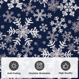 Artoid Mode Navy Blue Snowflakes Christmas Area Rug, Xmas Winter Home Decor Low-Profile Washable Area Rugs for Entryway Bedroom Living Room Laundry Room Indoor 5x7 Feet