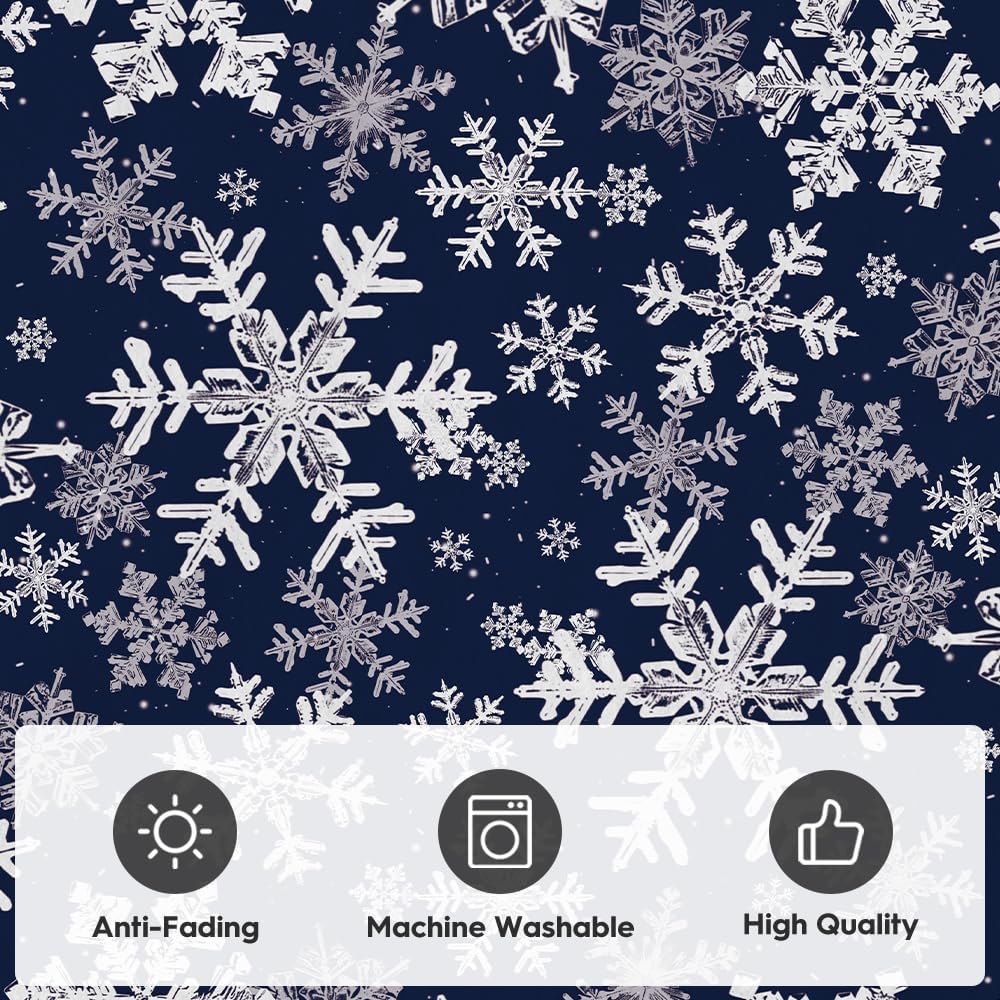 Artoid Mode Navy Blue Snowflakes Christmas Area Rug, Xmas Winter Home Decor Low-Profile Washable Area Rugs for Entryway Bedroom Living Room Laundry Room Indoor 5x7 Feet