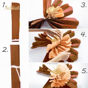 AOBKIAT Fall Baby Shower Decorations for Wall,6PCS Large Paper Flower for Thanksgiving Party,Red Brown Blush Tissue Paper Flowers for Boho Wedding Floral Backdrop,Bridal Shower,Birthday,Archway