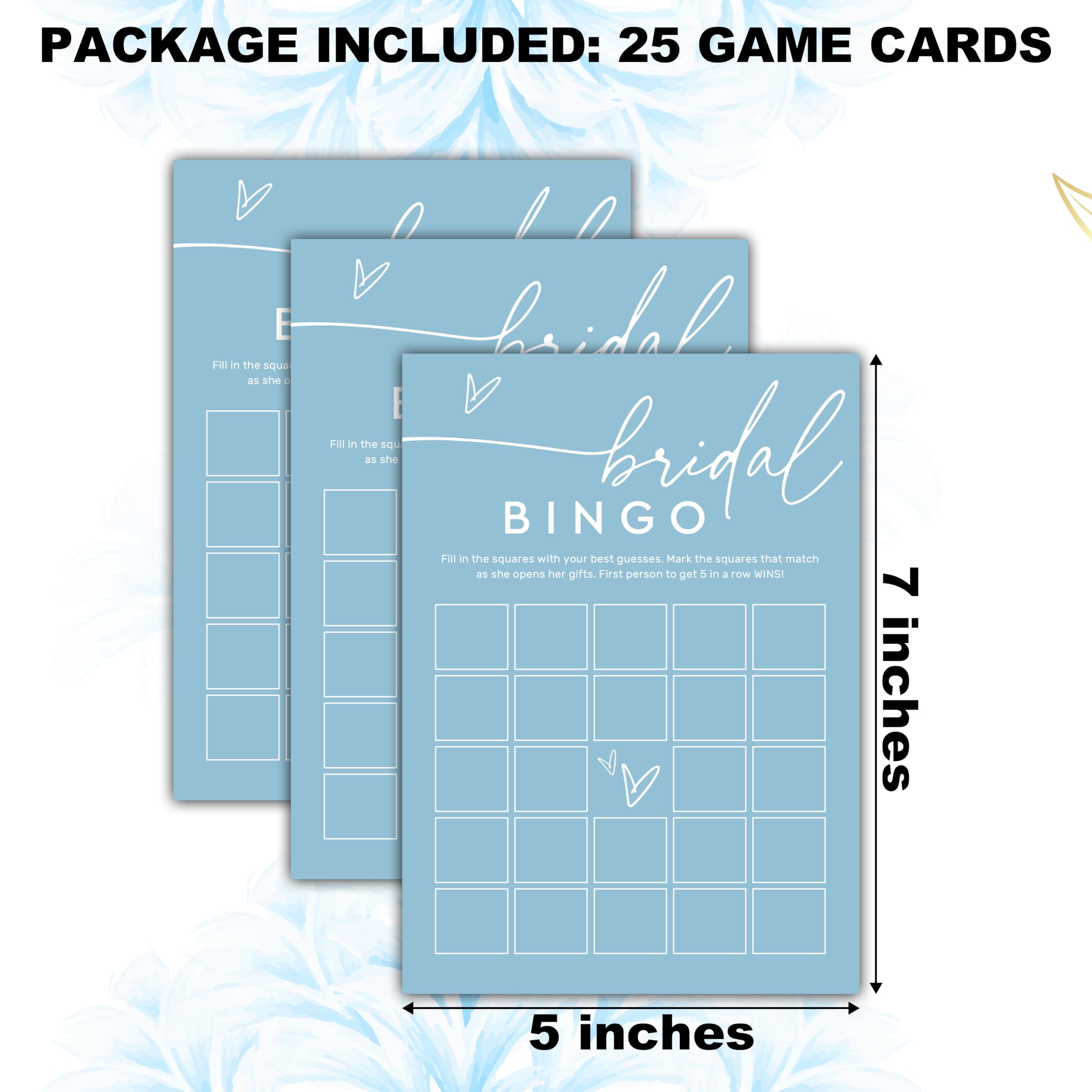 Cazhes Minimalist Bridal Shower Games, 30 Light Blue Bridal Bingo Game Cards, Wedding Bachelorette Engagement Party Decorations Supplies - A15