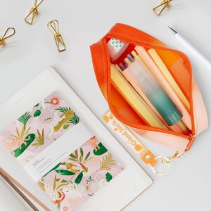 MIXVOVA Silicone Pencil Case, Colorful Pencil Pouch Portable Pencil Bag Light Waterproof Cute School Supplies Stationery, Equipped with Key Ring and Soft Rubber Leather Rope (Orange)