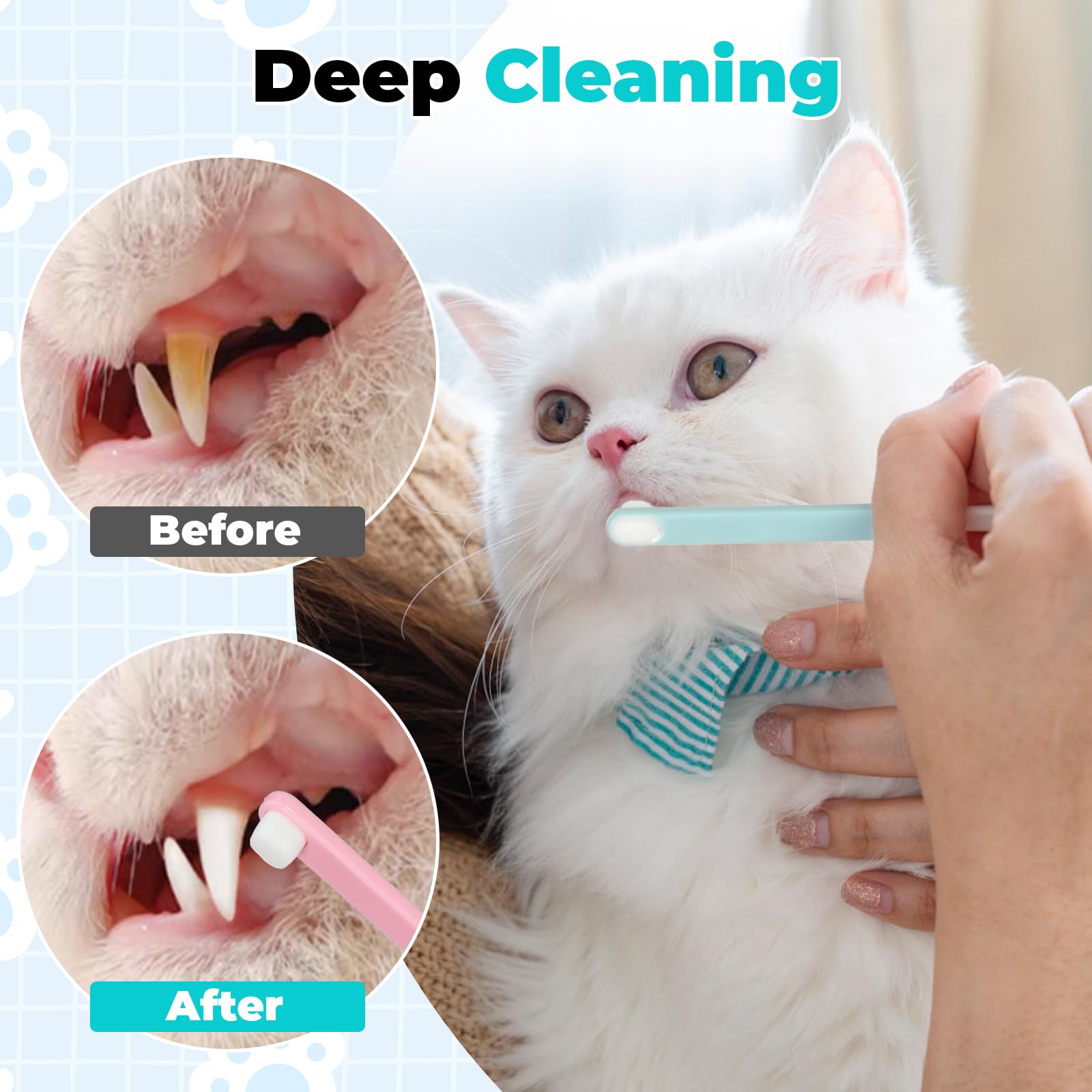 LLOUSSAK 3 Pack Ultra Soft Dog Toothbrush for Small and Large Dogs,Cat Teeth Cleaning Toothbrush Designed Specifically for Dog Cat Dental Care Puppy Tooth Brushing Kit