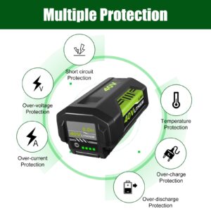 Fhybat 1 Pack 40 Volt 6000mAh OP40601 Battery Replacement for Ryobi 40V Battery Compatible with Ryobi 40V Lithium ion Battery OP4026 OP40602 OP4050A OP4040 OP4030 OP4050 (Green)