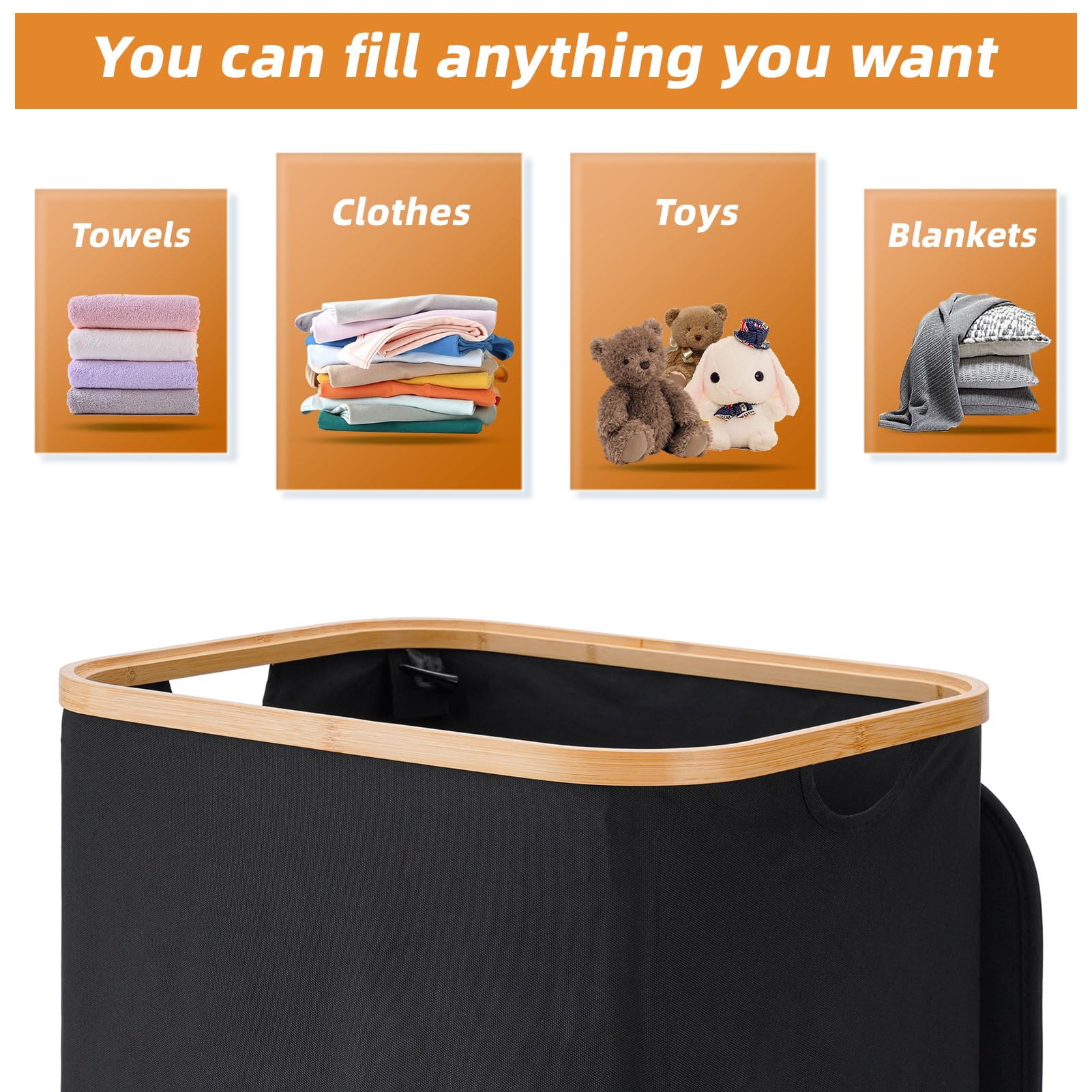 Laundry Hamper with Lid,100L Large Laundry Basket with Removable Inner Bag,Dirty Clothes Hamper Laundry for Bedroom Dorm Aesthetic