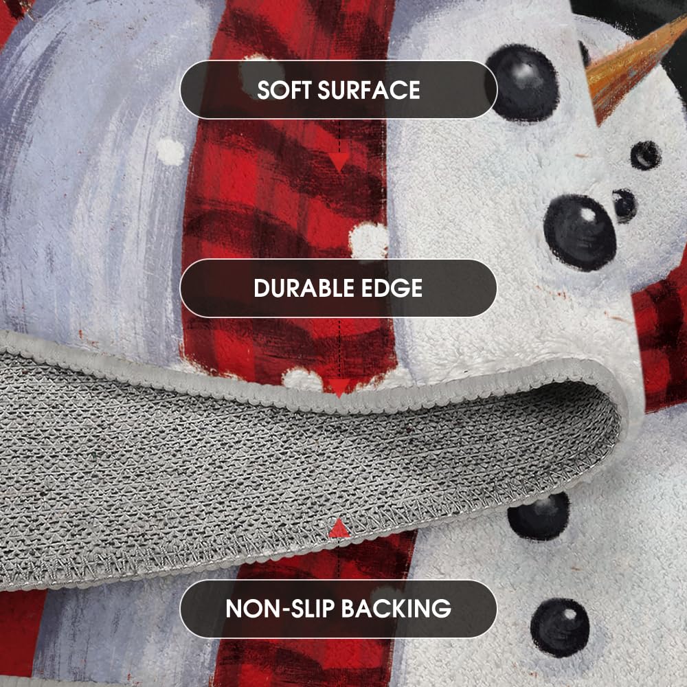 Artoid Mode Red Snowman Let It Snow Ball Christmas Area Rug, Xmas Winter Home Decor Low-Profile Washable Area Rugs for Entryway Bedroom Living Room Laundry Room Indoor 5x7 Feet