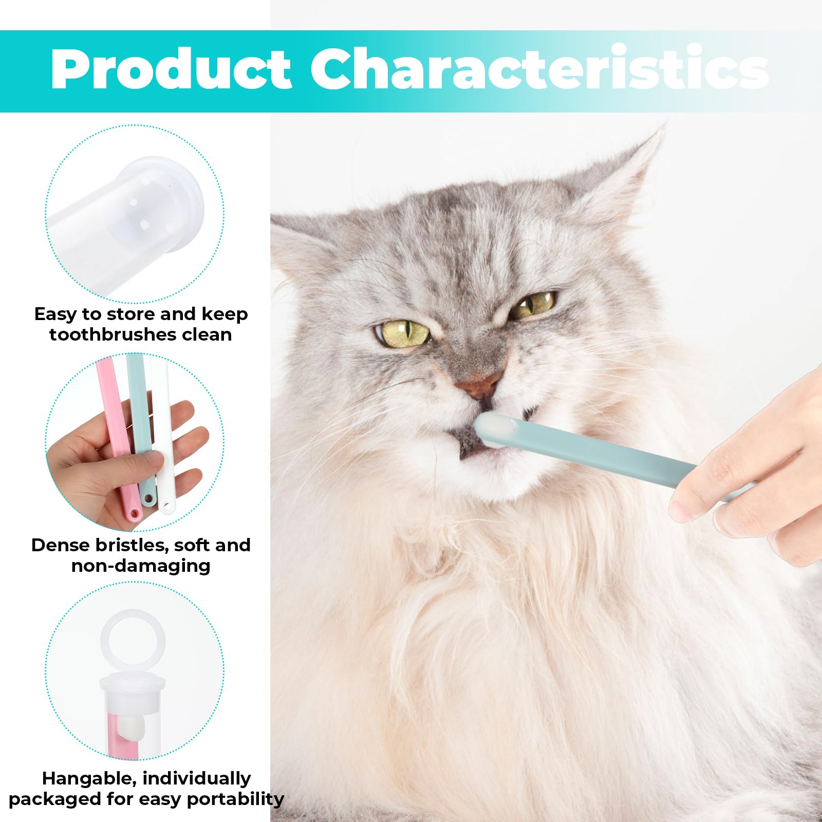 LLOUSSAK 3 Pack Ultra Soft Dog Toothbrush for Small and Large Dogs,Cat Teeth Cleaning Toothbrush Designed Specifically for Dog Cat Dental Care Puppy Tooth Brushing Kit