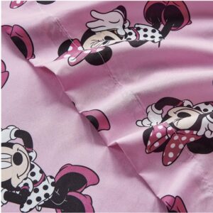 Jay Franco Twin Size Sheet Set 3 Pieces Kids Set (Minnie Mouse), Pink, Black, JF14545