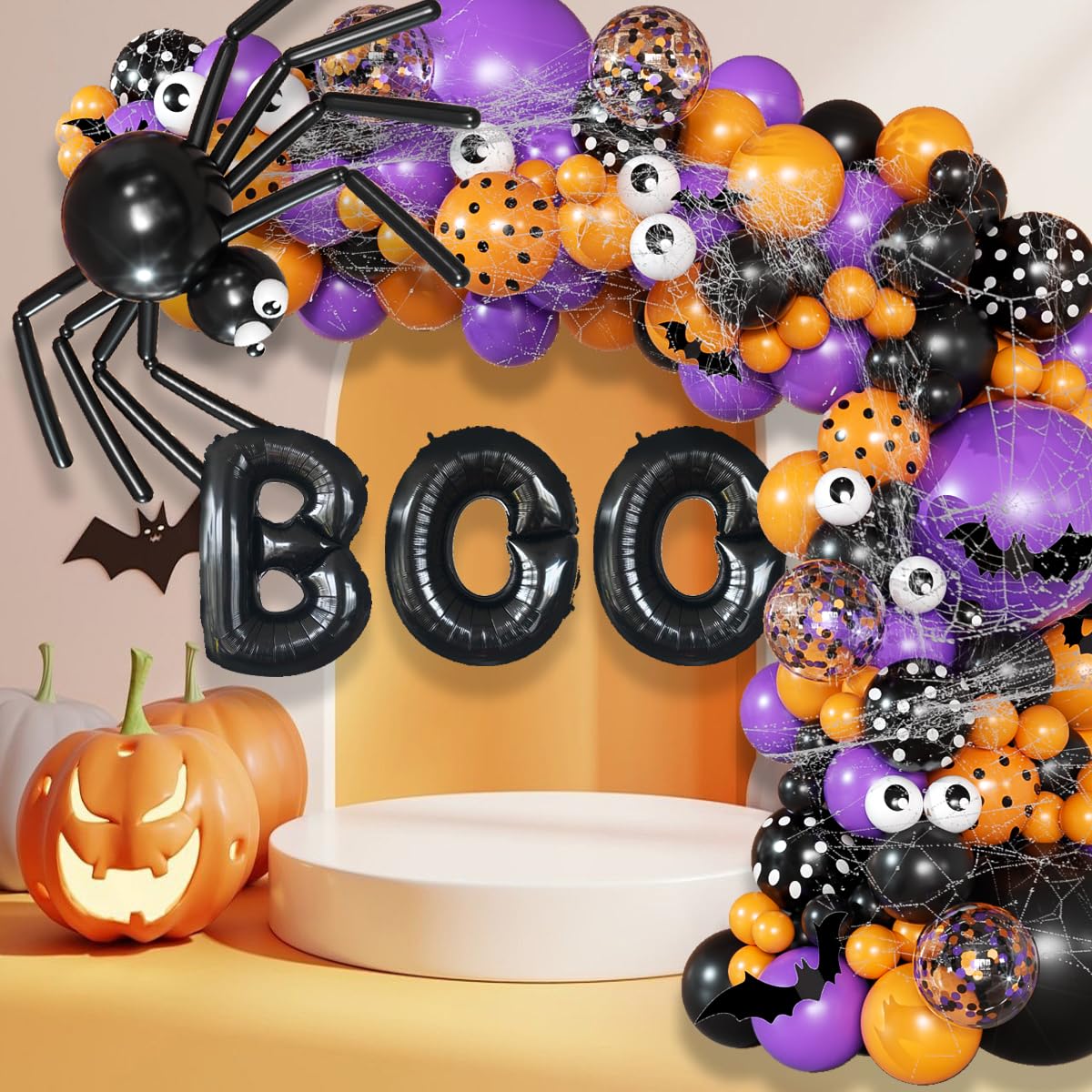 132 Pcs Halloween party decorations Balloon Garland Arch Kit party supplies Supplies Scary Plastic Bloodshot Eyeballs for Indoor Outdoor with Halloween Birthday