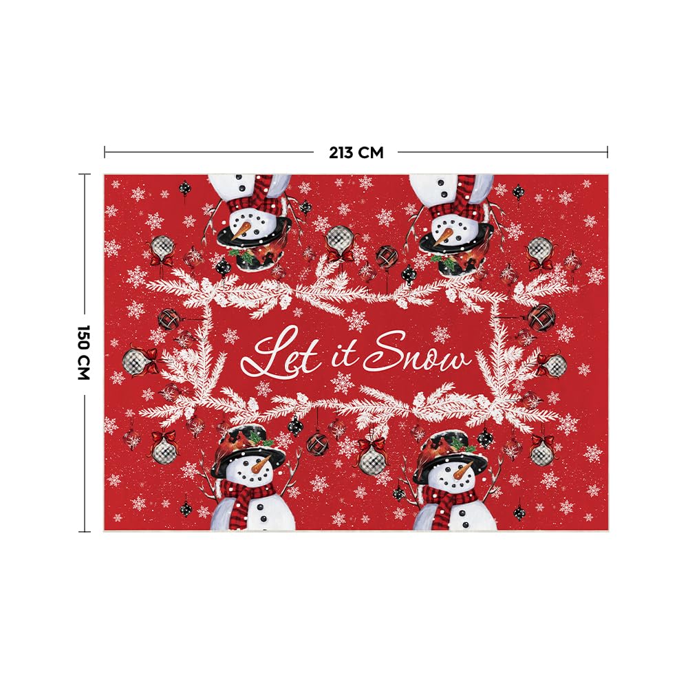 Artoid Mode Red Snowman Let It Snow Ball Christmas Area Rug, Xmas Winter Home Decor Low-Profile Washable Area Rugs for Entryway Bedroom Living Room Laundry Room Indoor 5x7 Feet