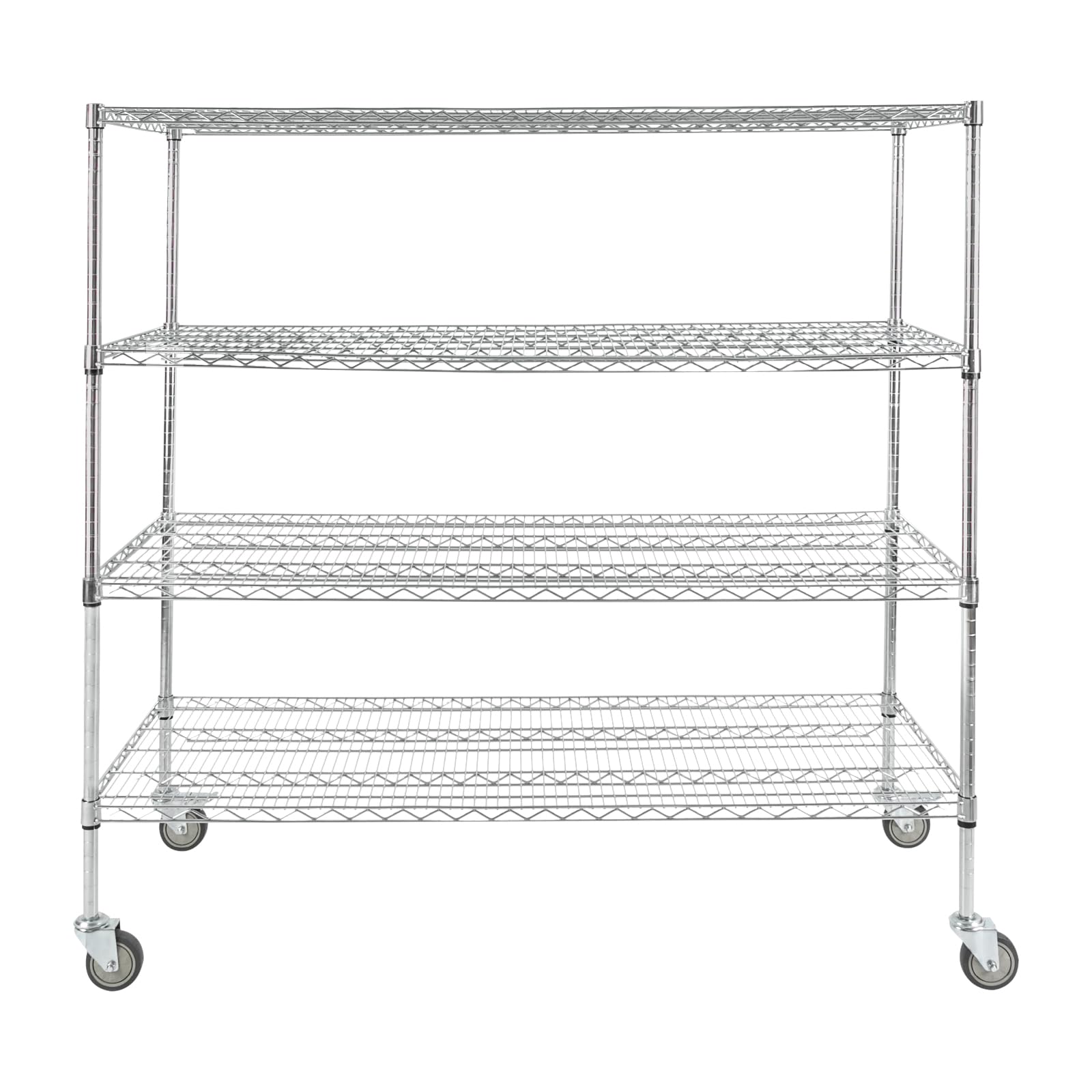 4-Tier Adjustable Wire Shelving with Wheels, 24"Dx60"Wx58"H Storage Shelves Heavy Duty Metal Shelves for Kitchen Organization, Garage Storage, Laundry Room, 440 lbs Each Tier Load Capacity