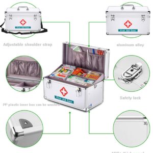 DAOUXIAOSP Family First Aid Box,Portable Medicine Chest Storage,Lidded Storage Bins Medicine Cabinets First Aid Box Portable Medicine Chest Storage Multifunctional Metal Storage Case for Home Outdoor