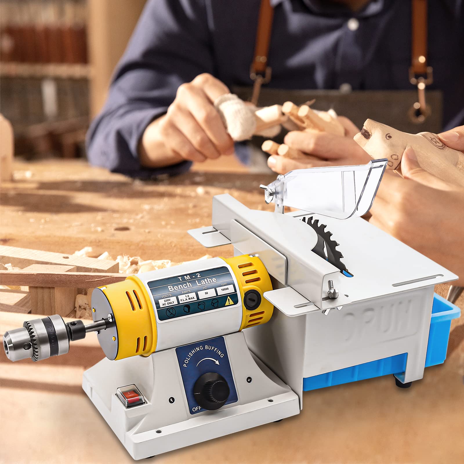 YIPONYT Lapidary Equipment DIY Jewelry Lapidary Saw for Cutting Rocks, 110V Mini Table Saws Rock, Jewelry Rock Polishing Buffer Bench Lathe Table Saw for Grinding Polishing Drilling 0-10000r/min