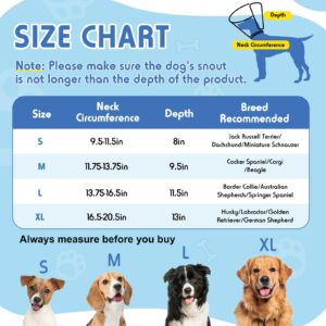 Didopet Dog Cone, Transparent Recovery Collar for Large Medium Small Dogs, E Collar for Dogs After Surgery to Stop Licking, Depth Adjustable Soft Dog Cone Not Block Vision