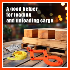 Wowangce Truck Pallet Puller Clamp Kit 1t/2205lbs Pallet Puller Clamp Truck Pallet Pulling Scissor Grabber Hook and 2" x 13.1ft Tow Strap Nylon Webbing with Gloves for Pulling Pallets Wood Heavy Thing