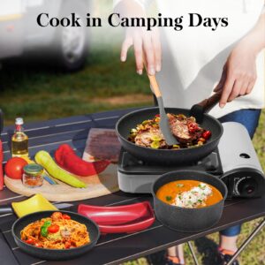 Nonstick Pots and Pans Set with Germany Granite Coating, Induction Cookware Sets with Removable Handle,Stackable RV Cooking Set with Detachable Handle, Dishwasher/Oven Safe, Dark Gray