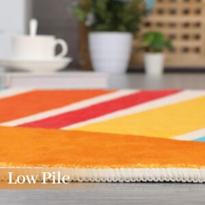 GarveeHome Extra Long Hallway Runner Rug 3x8 Washable Runner Rug Colorful Sunrise Nursery Rug Boho Retro Runner Carpet Non-Slip Throw Floor Covers Rainbow Kids Rug for Living Room Bedroom, Multi