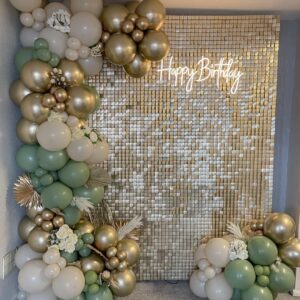 Sage Green White Sand Gold Balloon Garland Arch Kit-186pcs Sage Green White Sand Chrome Gold Balloons for Woodland Jungle Safari Birthday Baby Shower Bridal Shower Gender Reveal Party