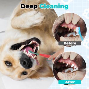 2 PCS Dog Teeth Cleaning Brush, 360 Degree Dog Tooth Brush, Dual Head DogToothbrush, Dog Cleaning Tooth Brushing Kit, Designed for Pet Dental Care, Keep Pet Teeth Cleaning for Small and Large Dogs