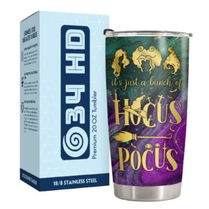 34HD Hocus Gifts for Women, Hocus Tumbler with Lid 20oz Stainless Steel, Witch Brew Tumbler, Sanderson Sister Gifts, Halloween Gifts for Movie Lovers