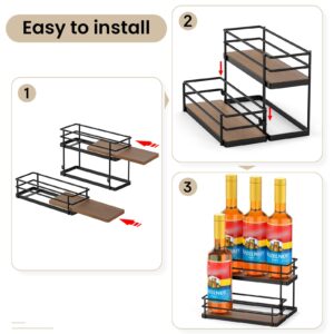 THYGIFTREE Coffee Syrup Rack Organizer 6 Bottles Syrup Holder Stand for Coffee Bar 2-Tier Syrup Storage Shelves for Dressing for Kitchen Coffee Station