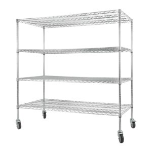 4-Tier Adjustable Wire Shelving with Wheels, 24"Dx60"Wx58"H Storage Shelves Heavy Duty Metal Shelves for Kitchen Organization, Garage Storage, Laundry Room, 440 lbs Each Tier Load Capacity