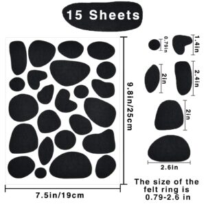 15 Sheets Black Adhesive Felt Circles Spotty Dog Felt Pads,360 pcs Irregular Shape Dots Felt DIY Felt Dots Sticker,for Halloween DIY Projects,Sewing Projects Costume,Holiday Decoration