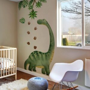 NXUEBDU Large Dinosaur Wall Decals for Boys Bedroom Dino Footprints Wall Stickers Peel and Stick Baby Toddler Kids Room Wall Decor Murals for Nursery Daycare Classroom Decoration (KL-BM2063)