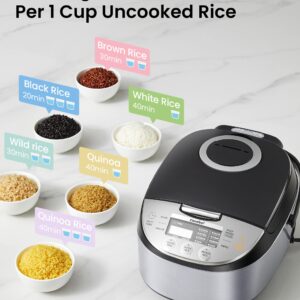 COMFEE' Rice Cooker 12 Cups Cooked/6 Cups Uncooked, Portable Non-Stick Rice Maker, Japanese Rice Cooker with Fuzzy Logic Technology, 24-Hour Timer Delay, 11 Presets, Steamer, Fast Rice Cooker, Grain Cooker, Black