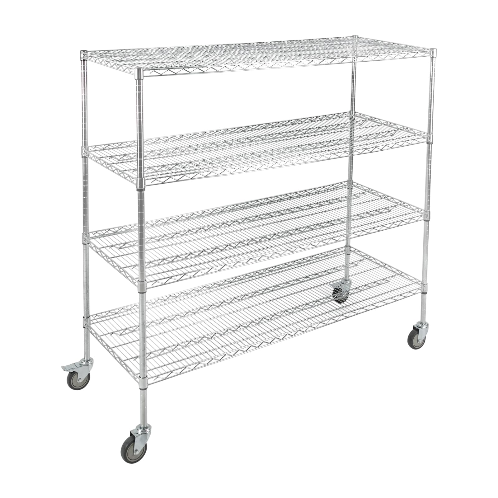 4-Tier Adjustable Wire Shelving with Wheels, 24"Dx60"Wx58"H Storage Shelves Heavy Duty Metal Shelves for Kitchen Organization, Garage Storage, Laundry Room, 440 lbs Each Tier Load Capacity