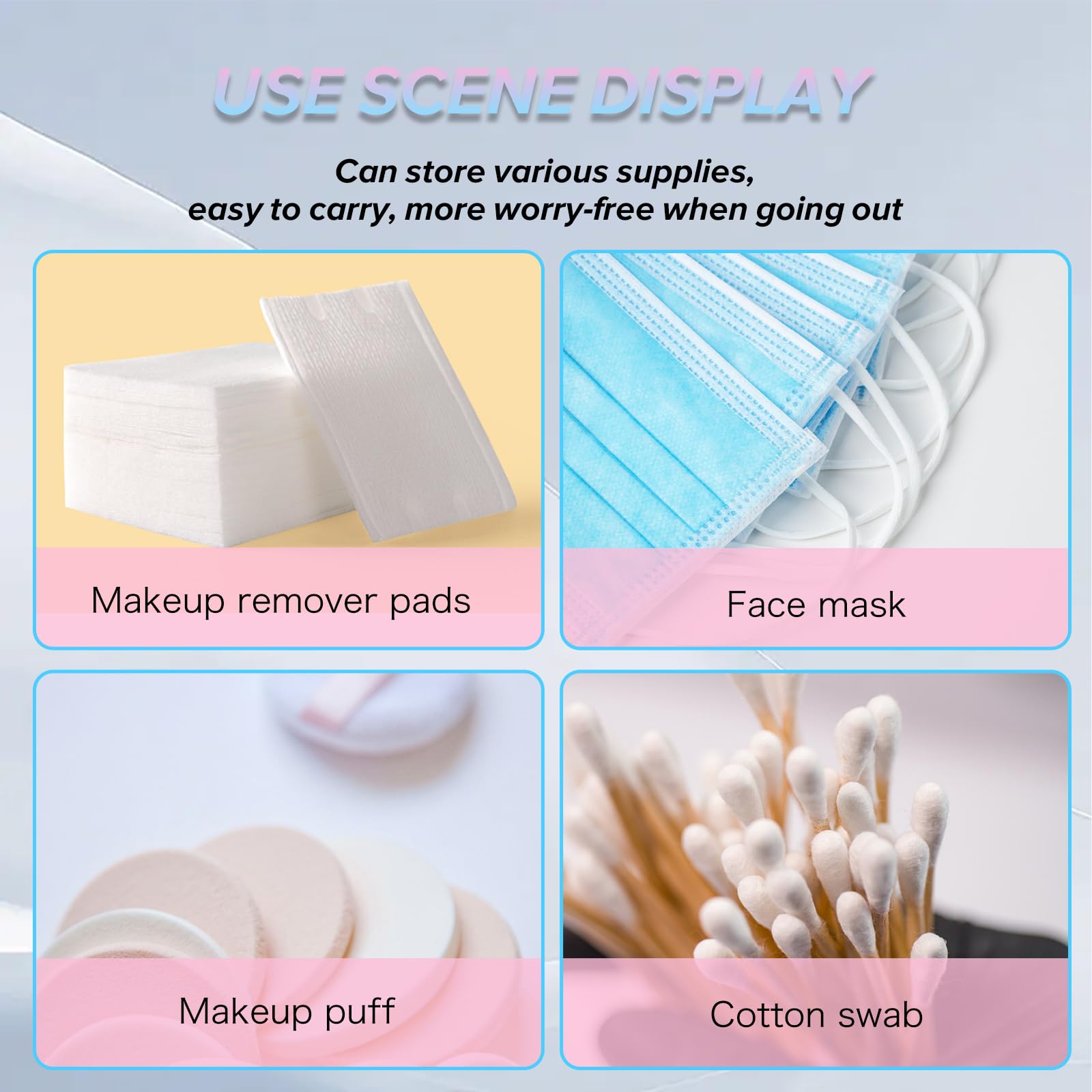 Thinp 3 Pcs Travel Qtips Case,Portable Travel Cotton Pad Holder Qtip Travel Case Travel Size Qtips Cosmetic Pad Container Cosmetic Sponge Storage Box with Transparent Lid for Cotton Rounds Swabs Floss