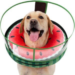 didopet inflatable dog cone, watermelon dog donut collar after surgery, dog cone alternative with detachable anti-licking shield, soft dog cone for large medium dogs does not block view