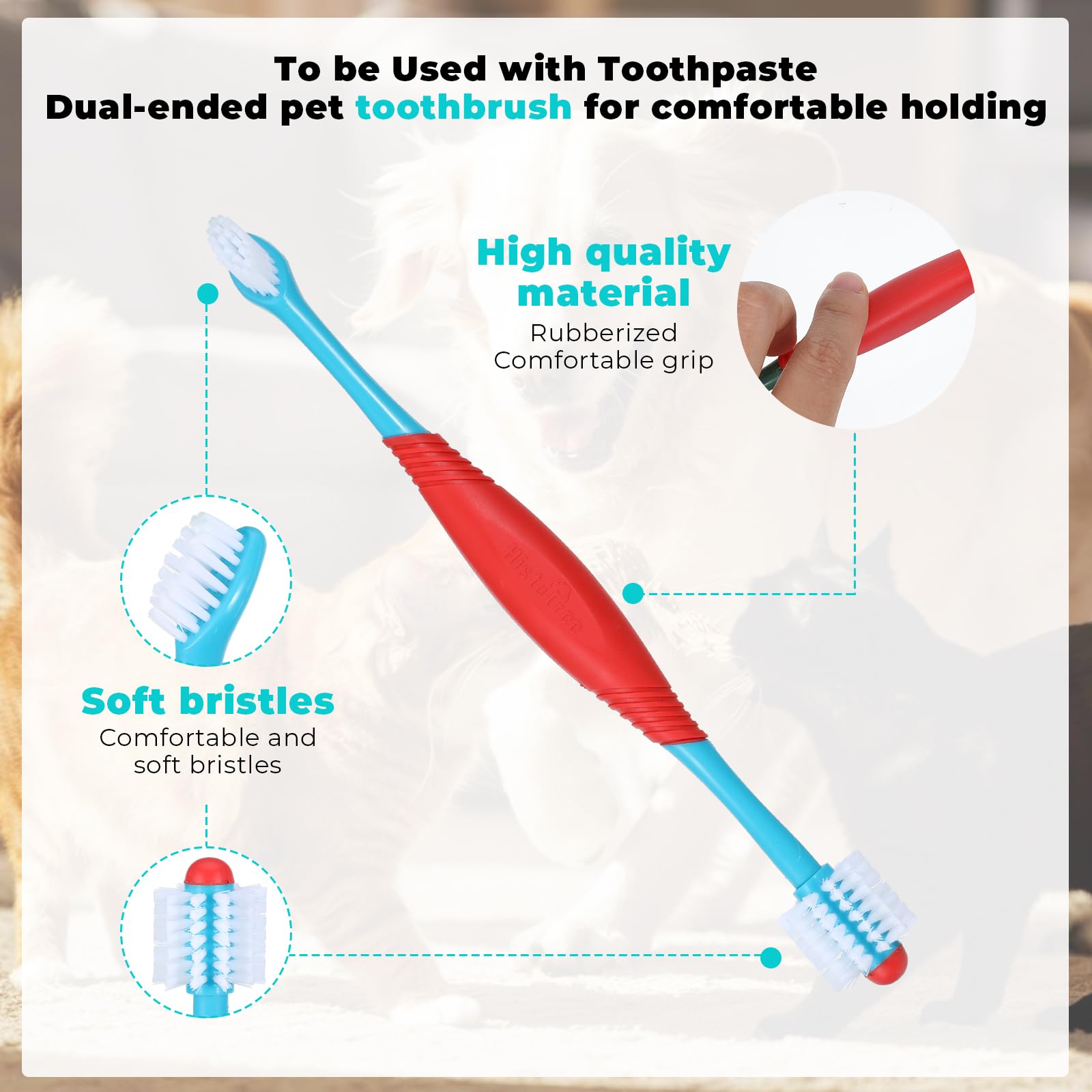 2 PCS Dog Teeth Cleaning Brush, 360 Degree Dog Tooth Brush, Dual Head DogToothbrush, Dog Cleaning Tooth Brushing Kit, Designed for Pet Dental Care, Keep Pet Teeth Cleaning for Small and Large Dogs