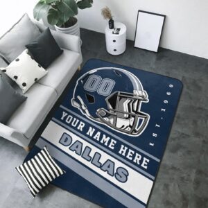 custom dallas rug for bedroom personalized area rugs with name and number custom football carpet gifts for fans men women