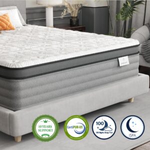 Onlylucky Queen Mattress - 14 Inch Gel Memory Foam Mattress with Individual Pocket Spring for Pressure Relief & Motion Isolation, Premier Comfort Night Sleep, Enhanced Support Hybrid Mattress