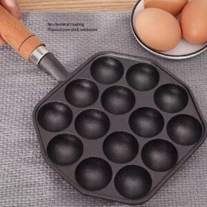 14 Holes Takoyaki Pan, Nonstick Cast Iron Multifunctional Octopus Meat Balls Grill Pan for Home Kitchen