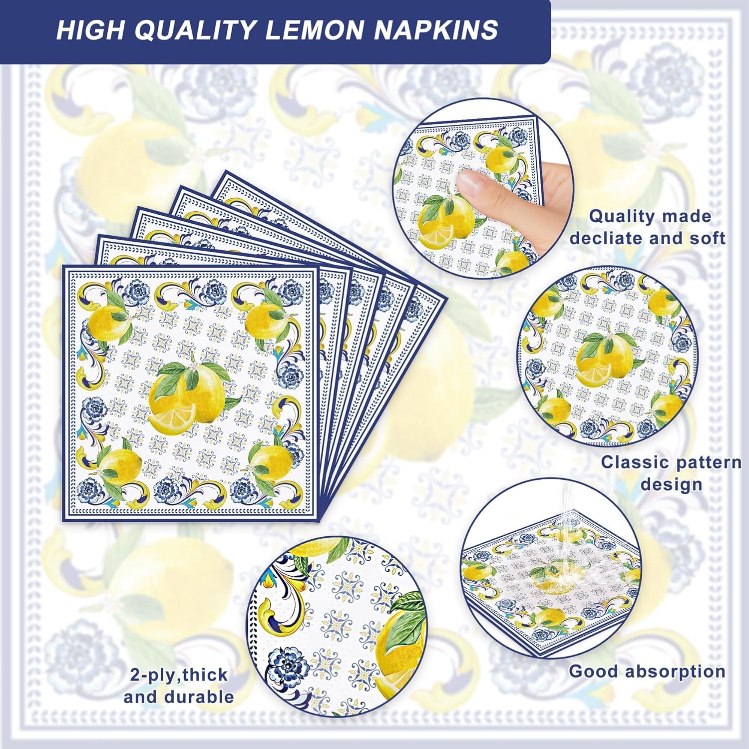 122PCS Capri Lemon Party Supplies for Baby Showe Bridal Shower Wedding Summer Citrus Fruit Themed Birthday Decor Italy Yellow Lemon Tablecloth Banner Tableware Set Plates Napkins Forks for 20 Guests