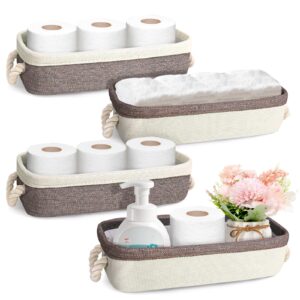 toilet paper storage, 4 pack toilet paper basket for bathroom storage, small bathroom toilet paper holder stand, toilet paper basket for back of toilet, bathroom countertop storage 13" l x 6" w