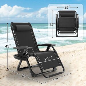 Suteck Zero Gravity Chair with Fans, Reclining Camping Lounge Chair w/Upgraded Lock and Cup Holder, Reclining Patio Chairs Folding Recliner for Indoor and Outdoor, Cool All Summer