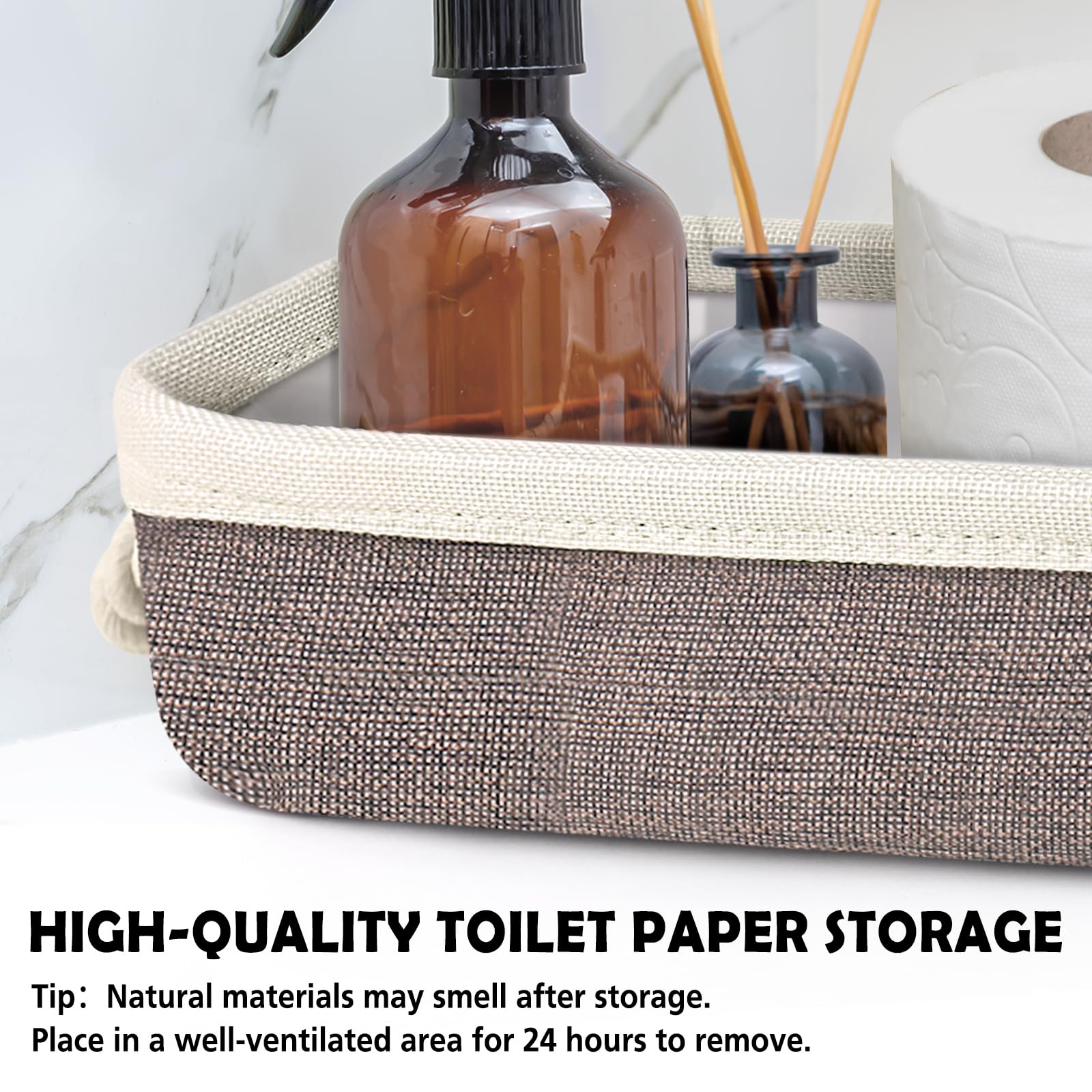 Toilet Paper Storage, 4 Pack Toilet Paper Basket for Bathroom Storage, Small Bathroom Toilet Paper Holder Stand, Toilet Paper Basket for Back of Toilet, Bathroom Countertop Storage 13" L X 6" W